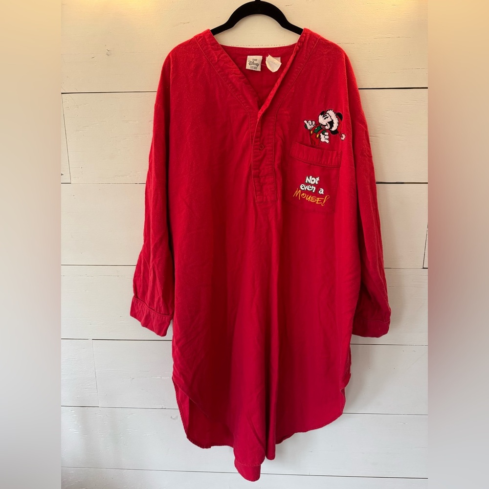 VTG Disney red flannel Mickey Mouse night gown size OFA